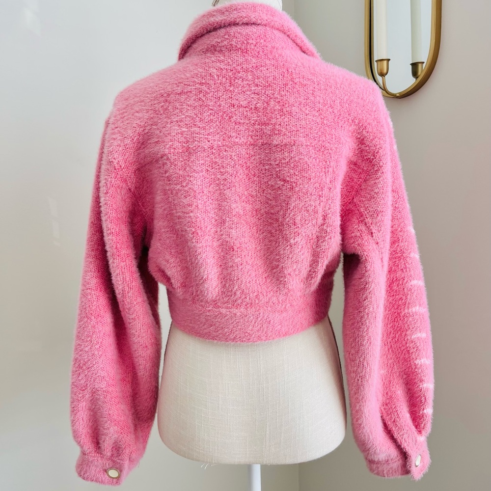 Fashion Nova Barbiecore Hot Pink Fuzzy Cropped Jacket - Picture 3 of 5